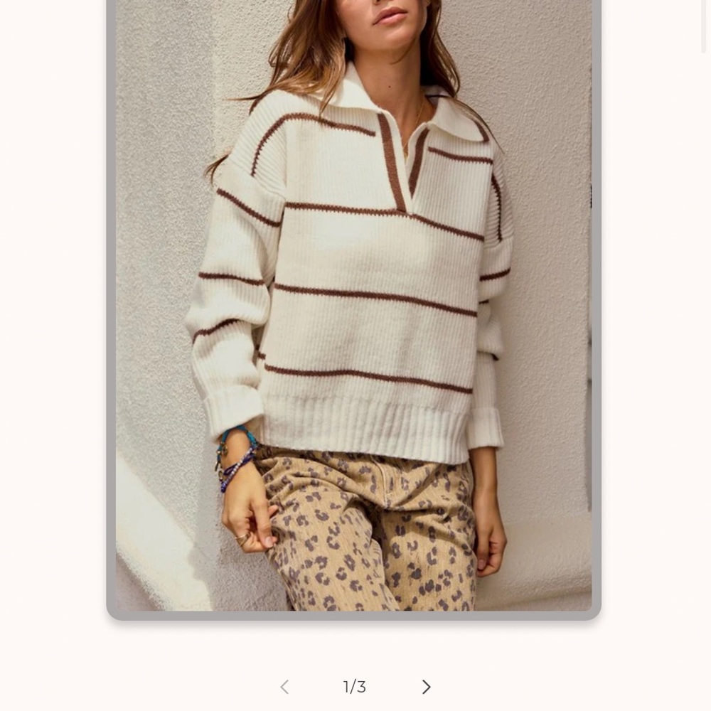 LovLov Striped Cream and Brown Sweater